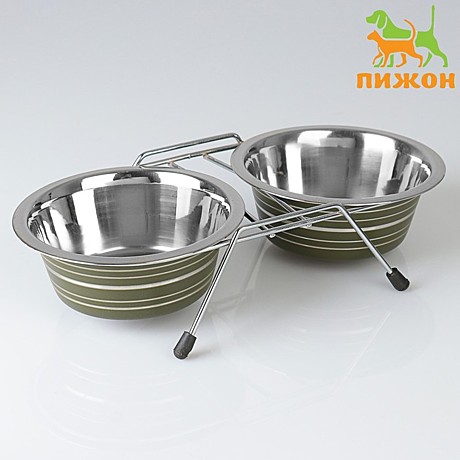 Набор мисок Пижон 2*450мл/цветные/подставка