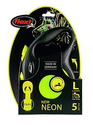 Рулетка Flexi New Neon L 50кг/5м/лента светоотраж.