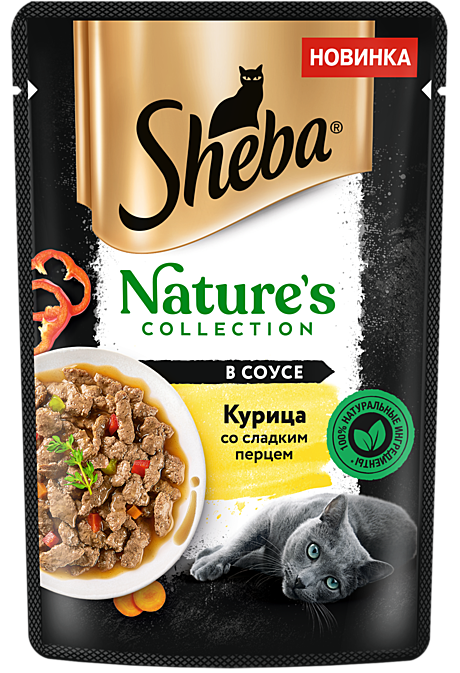 Корм д/к Sheba Nature's пауч 75г Курица/Сл.перец/соус