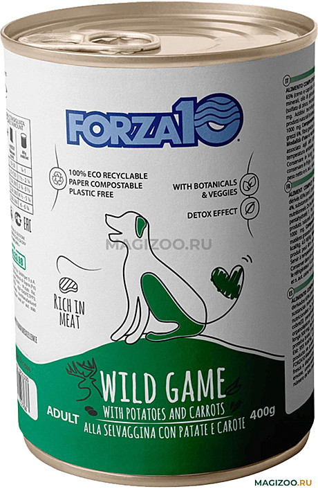 Корм д/с Forza10 Maintenance ж/б 400г Дичь/Картофель/Морковь