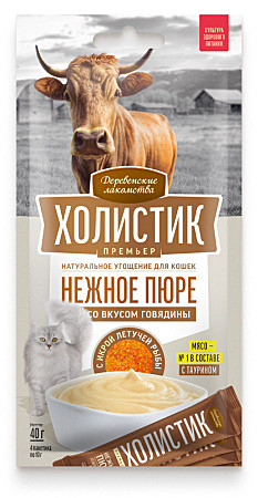 Лак-во д/к Деревенские лак-ва Пюре Говядина/Икра лет.рыбы 4*10г