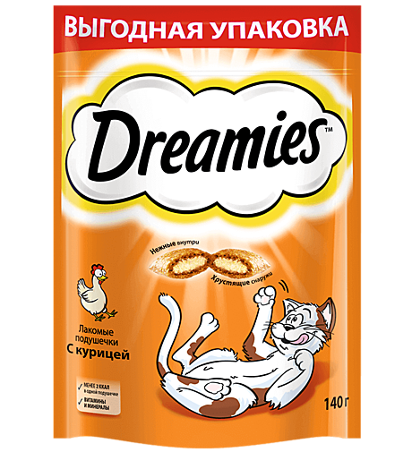 Лак-во д/к Dreamies подушечки 140г Курица