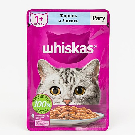 Корм д/к Whiskas пауч 75г Рагу Форель/Лосось