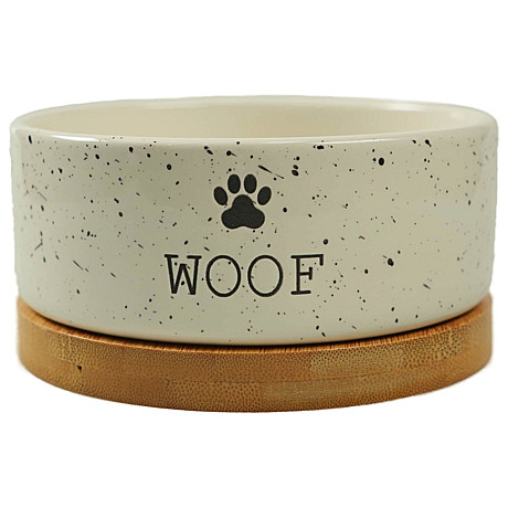 Миска керамика Mr.Kranch WOOF 470мл на бамбук.подставке