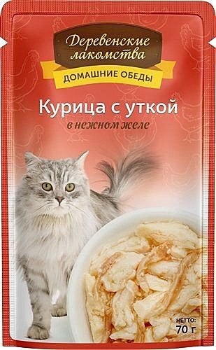 Корм д/к Дерев.лакомства пауч 70г Курица/Утка/Желе