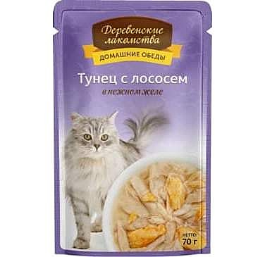 Корм д/к Дерев.лакомства пауч 70г Тунец/Лосось/Желе