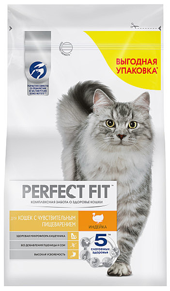 Корм д/к Perfect Fit 2,5кг Индейка чувствит.пищевар.
