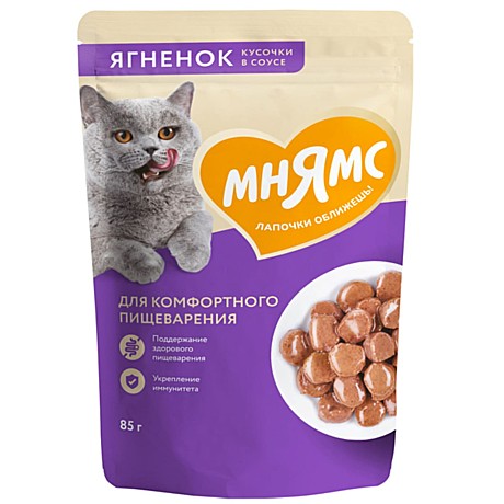 Корм д/к Мнямс пауч 85г Ягненок/Соус д/пищеварения