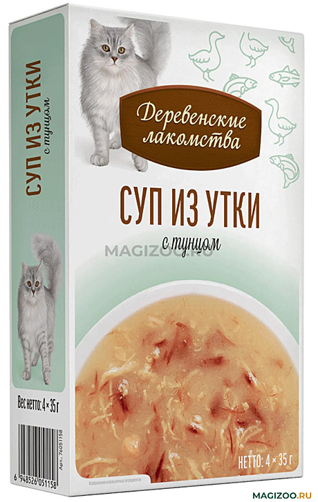 Суп д/к Дерев.лакомства пауч 35г*4шт Утка/Тунец