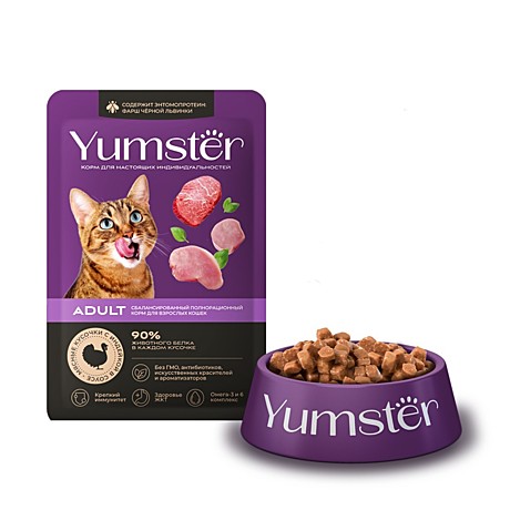 Корм д/к Yumster пауч 85г Индейка/Соус