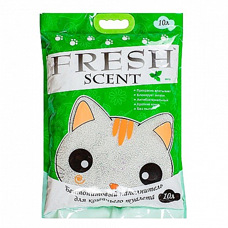 Наполнитель FreshScent 10л Мята бентонит/ком.