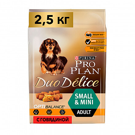 Корм д/с Pro Plan Duo Delice 2,5кг Говядина мини/мел.пород