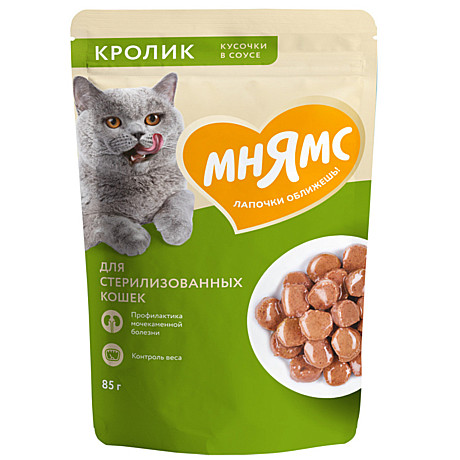 Корм д/к Мнямс пауч 85г Кролик/Соус стерил.