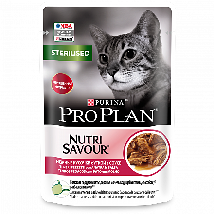 Корм д/к Pro Plan Sterilised пауч 85г Утка/соус