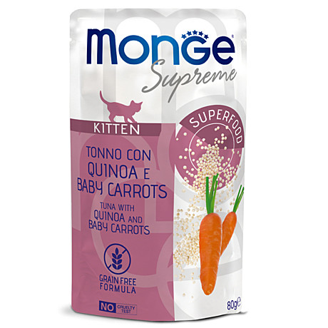 Корм д/котят Monge Supreme пауч 80г Тунец/Киноа/Морковь