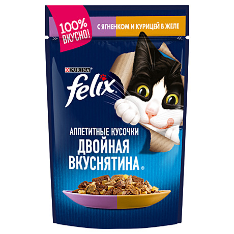 Корм д/к Felix Двойная вкуснятина пауч 75г Ягненок/Курица