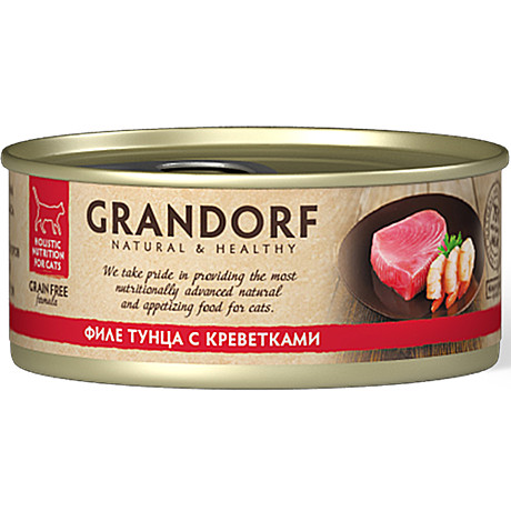 Корм д/к Grandorf ж/б 70г Филе тунца/Креветка