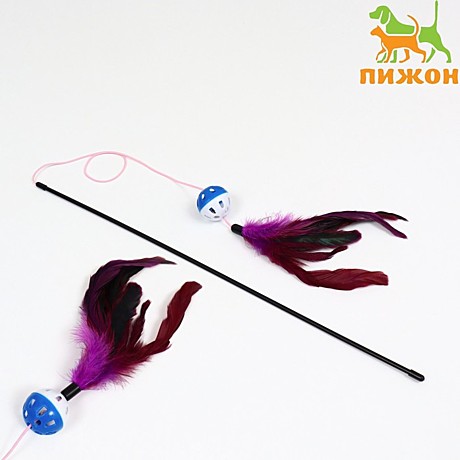 Игрушка д/к Удочка Канарейка шар/перья/50см