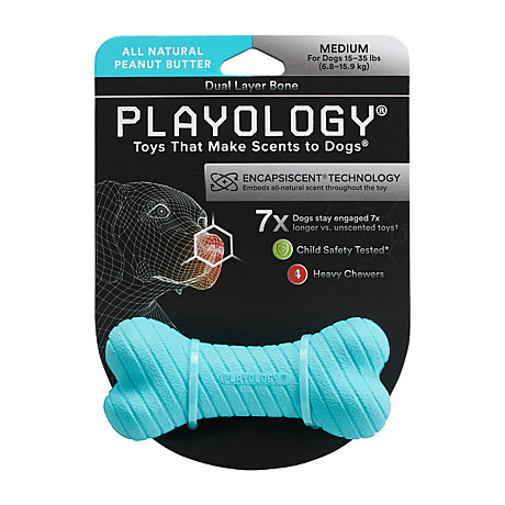 Игрушка д/с Playology Косточка жеват/двухсл/арахис/голубой