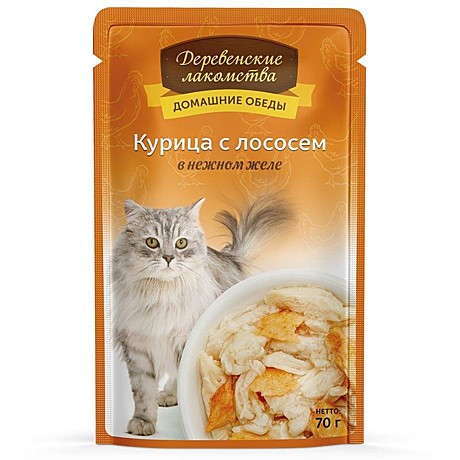 Корм д/к Дерев.лакомства пауч 70г Курица/Лосось/Желе