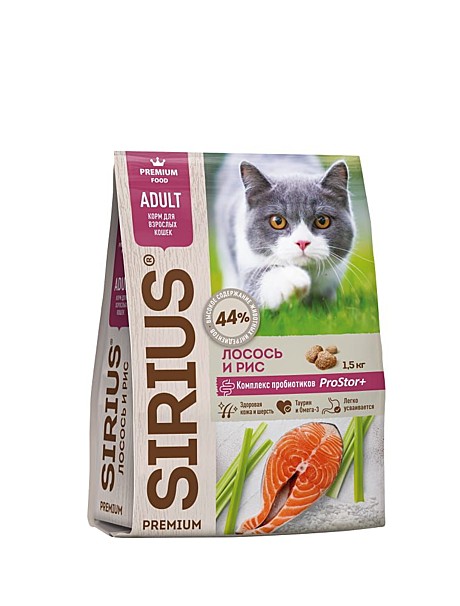Корм д/к Sirius Лосось/Рис 1,5кг