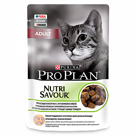 Корм д/к Pro Plan Adult пауч 85г Ягненок/желе