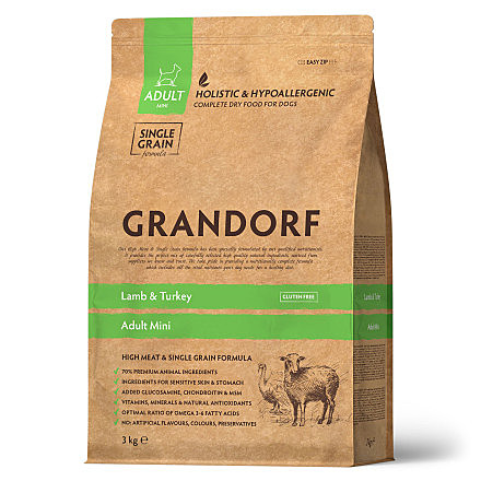 Корм д/с Grandorf Mini 3кг Ягненок/Индейка