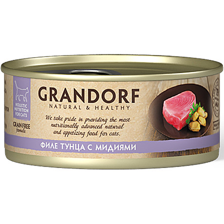 Корм д/к Grandorf ж/б 70г Филе тунца/Мидия