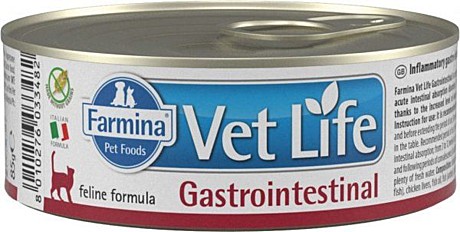 Корм д/к Farmina Vet Life Cat Gastrointestinal ж/б 85г Заб-ние ЖКТ