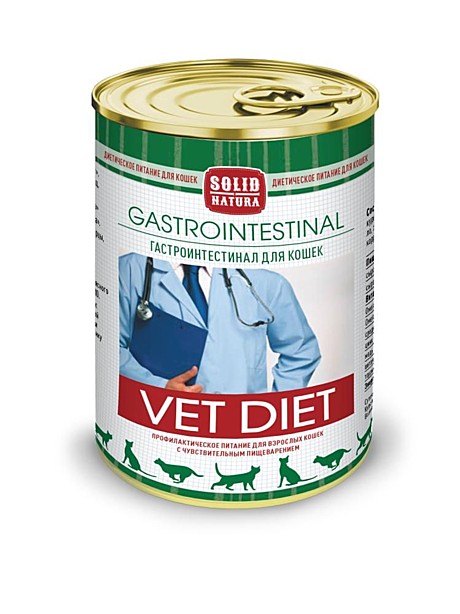 Корм д/к Solid Natura Vet Life Gastrointestinal ж/б 340г При заболеваниях ЖКТ