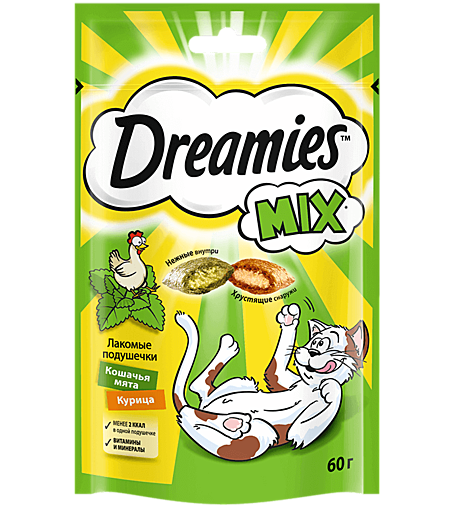 Лак-во д/к Dreamies подушечки 60г Курица/Мята