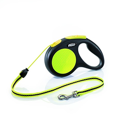 Рулетка Flexi New Neon М 20кг/5м/трос/светоотр/желтый
