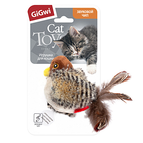 Игрушка д/к GiGwi Melody Птичка звуковой чип/кош.мята 13см