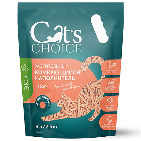 Наполнитель Cat's Choice 6л/2,5кг тофу/Персик