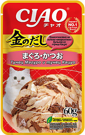 Корм д/к INABA пауч 60г Тунец/желе 