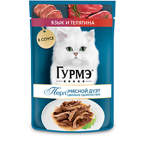 Корм д/к Gourme Натур.рецепты пауч 75г Язык телятина/Соус