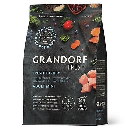Корм д/с Grandorf Fresh Mini 1кг Индейка/Батат д/мел.пород