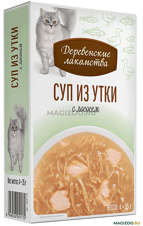 Суп д/к Дерев.лакомства пауч 35г*4шт Утка/Лосось