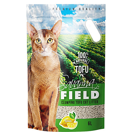 Наполнитель Savanna Field Tofu 6л Лимон соевый/смыв/ком.